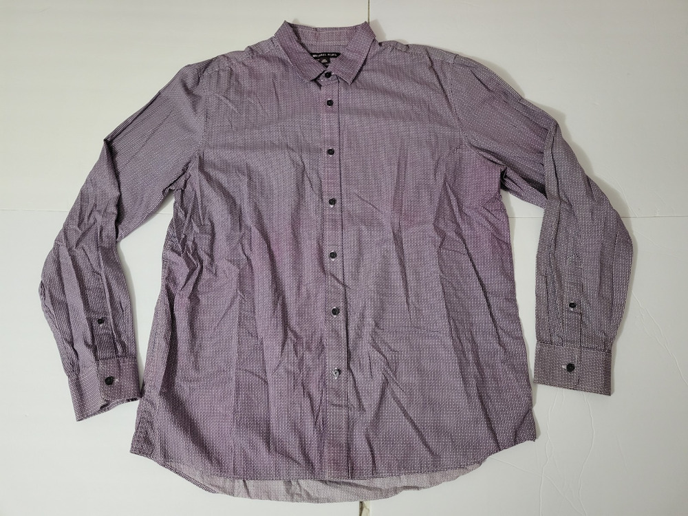 Michael Kors Mens XXL Classic Fit Geometric Print Long Sleeve Button Up Shirt